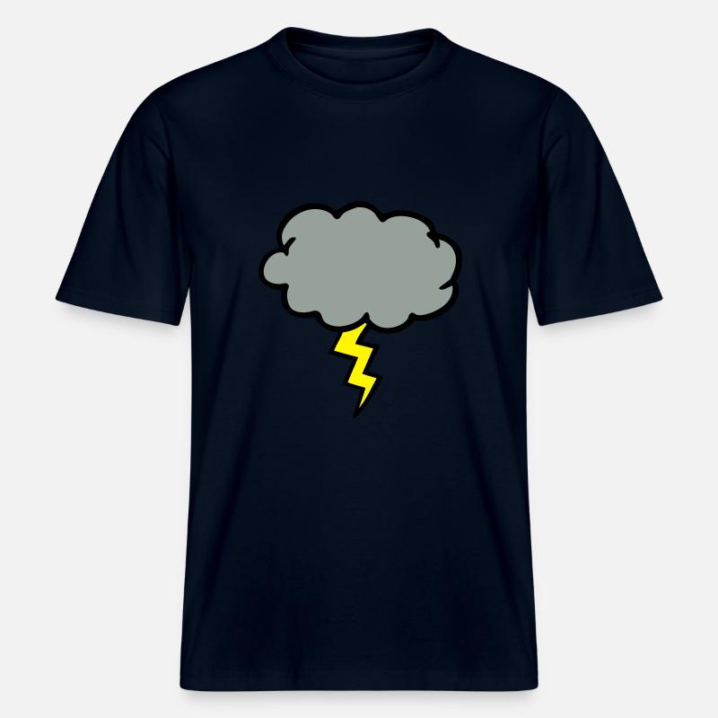 cloud thundercloud lightning thunderbolt -  RELAXED FIT Unisex Organic T-Shirt - french navy