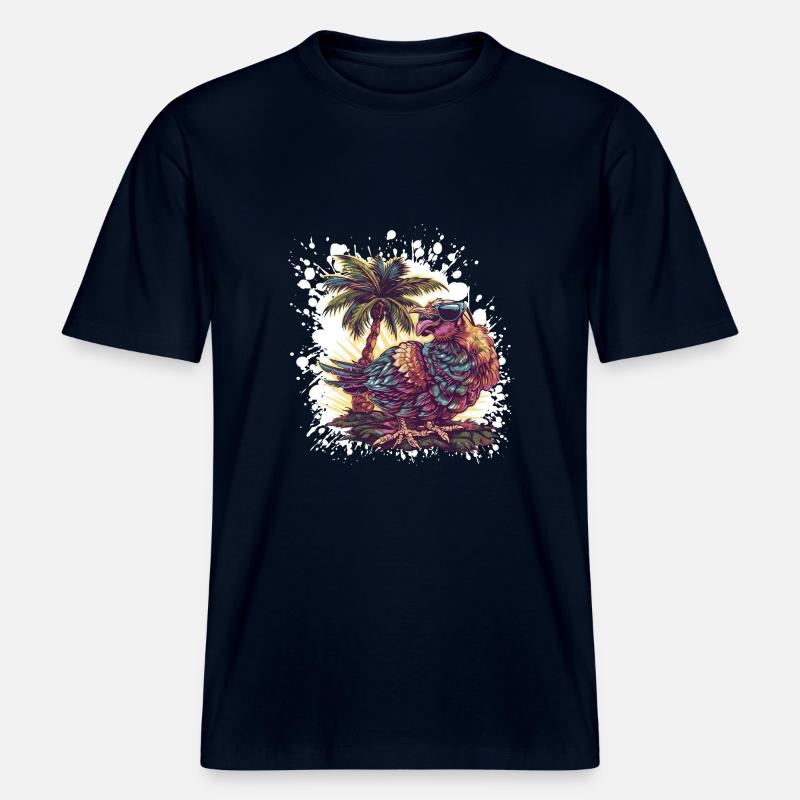 Palmier de l’île Truthan -  T-shirt unisexe RELAXED FIT en coton bio - marine