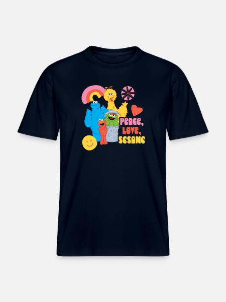 Sesamstraße Peace, Love, Sesame - RELAXED FIT Unisex Organic T-Shirt - Navy