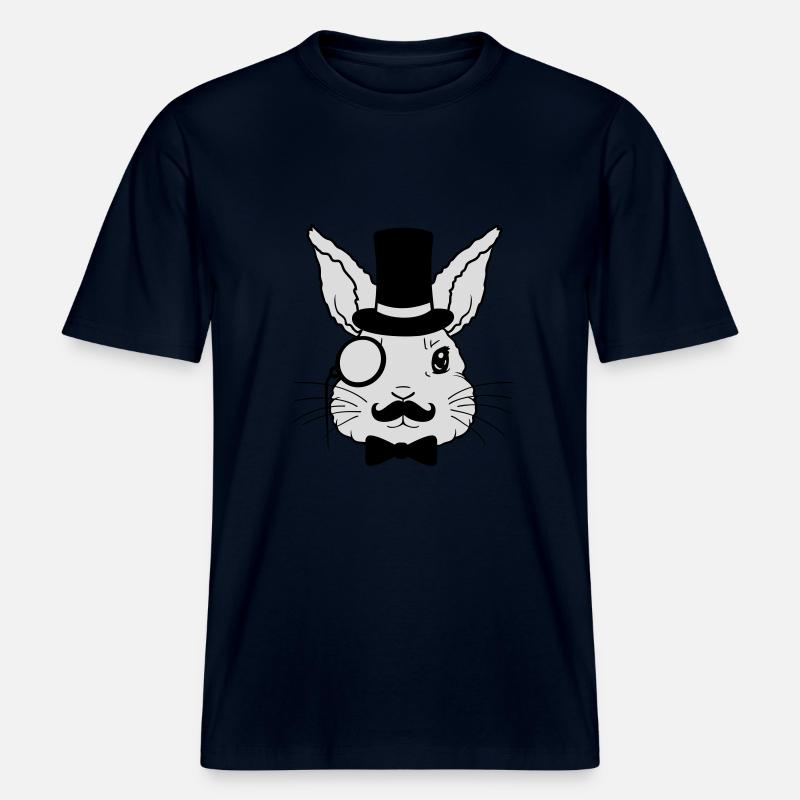 Sir Rabbit Monocle Cylinder -  RELAXED FIT Unisex Organic T-Shirt - french navy