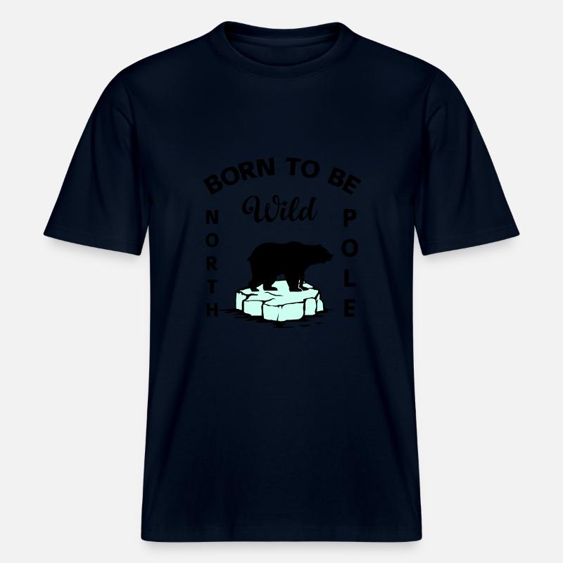 Polar Bear Wilderness Antarctica -  RELAXED FIT Unisex Organic T-Shirt - french navy
