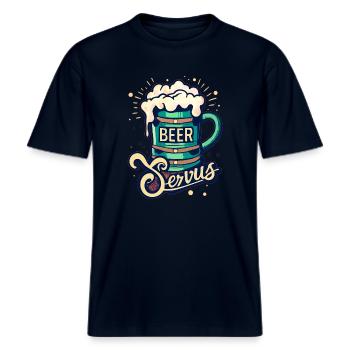 Servus -  RELAXED FIT Unisex Organic T-Shirt - Navy - Vorne - Alina (178cm) & Michal (187cm)