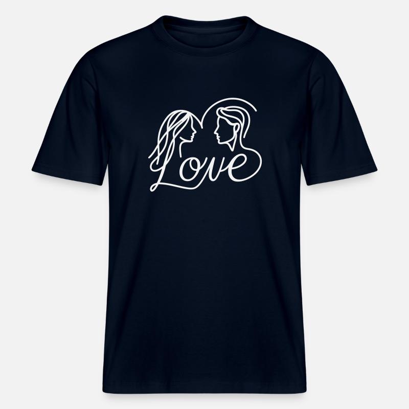 Liebe - RELAXED FIT Unisex Organic T-Shirt - Navy
