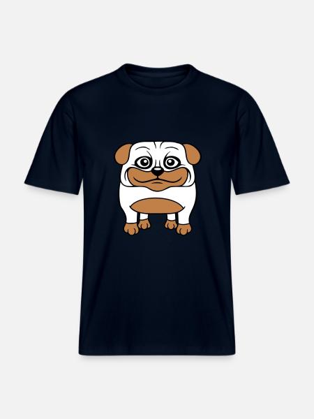 Hund Mops Lille Sød Pik Kærlighed Glad Komisk Sjov -  Økologisk unisex T-shirt RELAXED FIT - navy