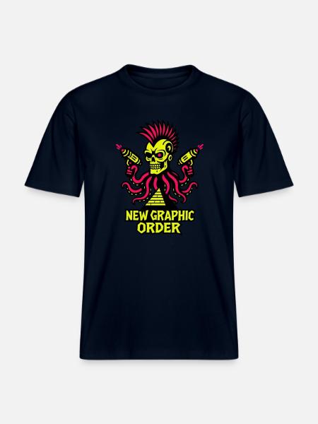 ONG Skull Punk -  T-shirt unisexe RELAXED FIT en coton bio - marine