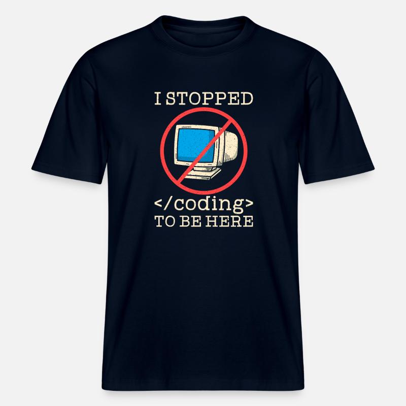 Coding funny saying programmer -  RELAXED FIT Unisex Organic T-Shirt - french navy