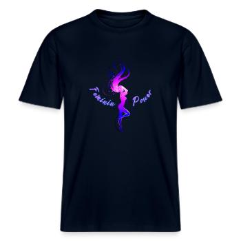 Feminine Power -  RELAXED FIT Unisex Organic T-Shirt - french navy - Front - Alina (178cm) & Michal (187cm)