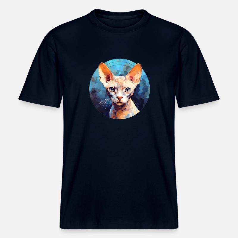 Devon Rex Chat -  T-shirt unisexe RELAXED FIT en coton bio - marine
