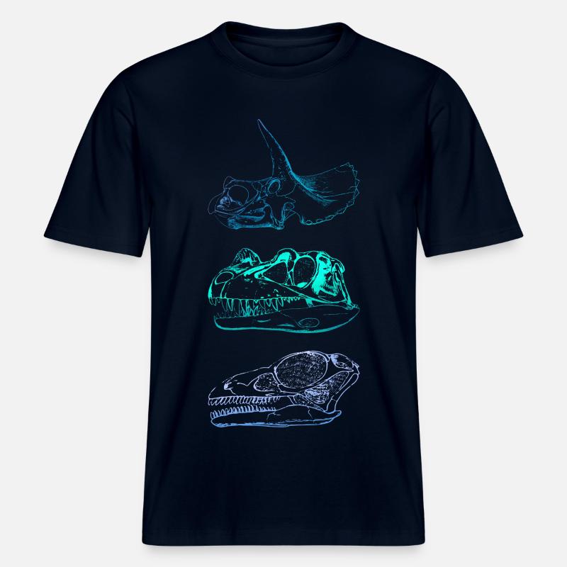 Dinosaur Skulls -  RELAXED FIT Unisex Organic T-Shirt - french navy