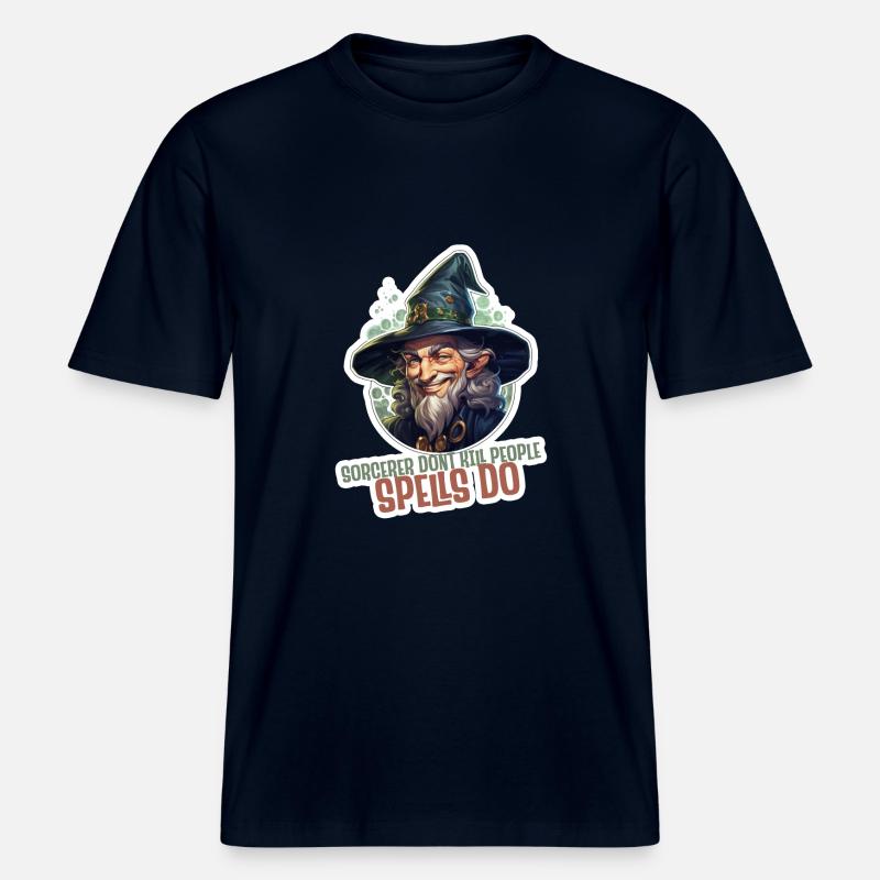 Magier oder Zauberer mit Rollenspielslogan -  RELAXED FIT Unisex Organic T-Shirt - Navy