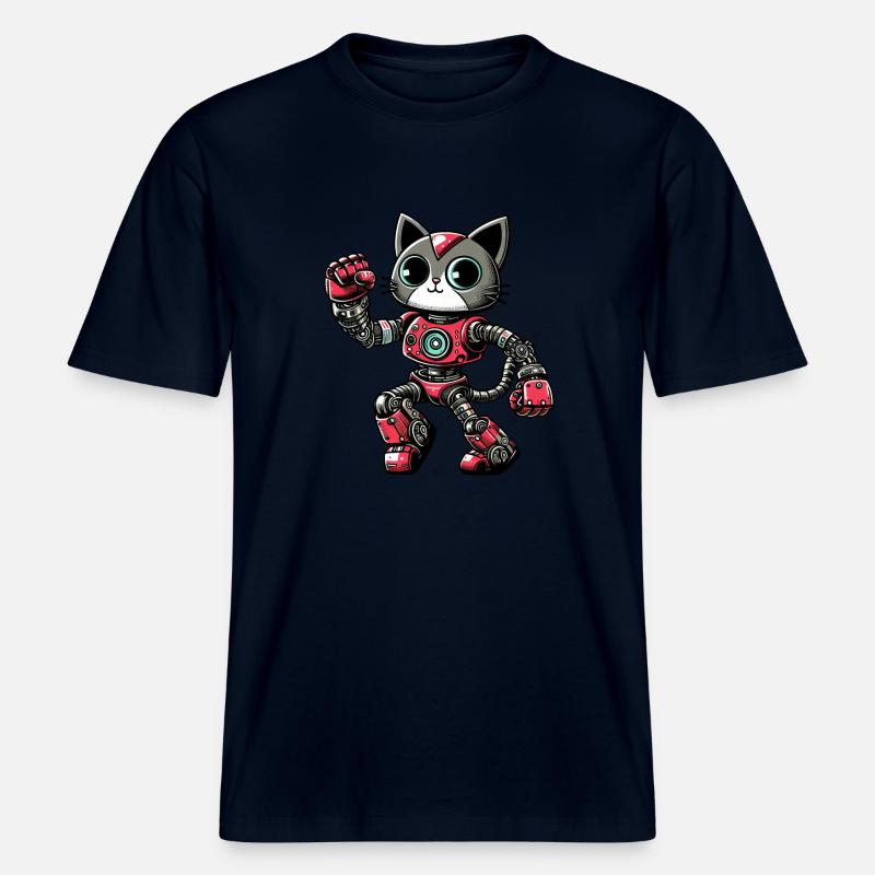 Chat, Robot, Cyborg, Danse, Danseur, Disco -  T-shirt unisexe RELAXED FIT en coton bio - marine