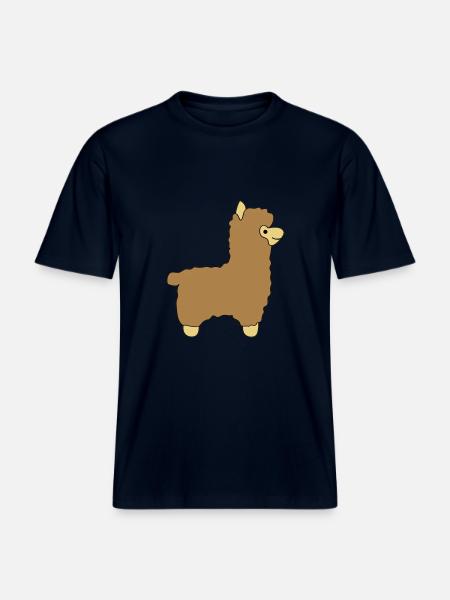 lama alpaca comic -  RELAXED FIT Unisex Organic T-Shirt - Navy