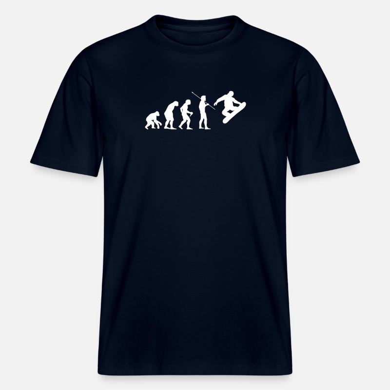 Évolution du snowboard - T-shirt unisexe RELAXED FIT en coton bio - marine