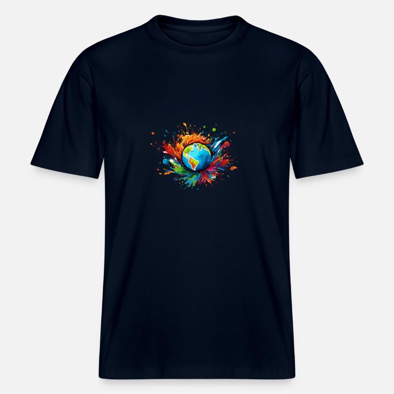 Planets / Solar System / Space / Galaxy -  RELAXED FIT Unisex Organic T-Shirt - french navy