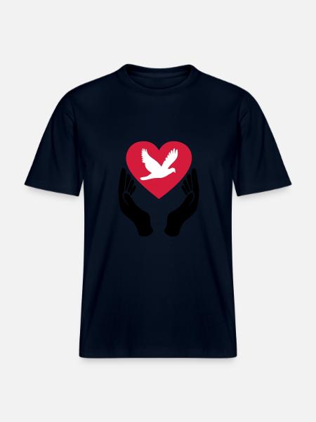 Fredens due - Kærlighed - Pacifist -  Økologisk unisex T-shirt RELAXED FIT - navy