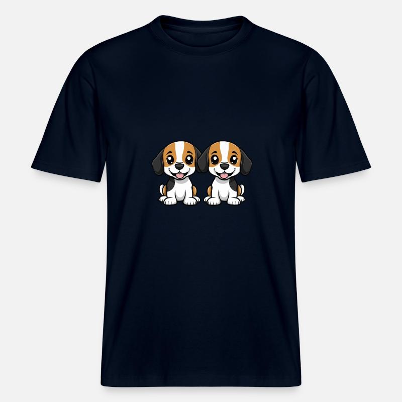 Beagle Hund Comic -  RELAXED FIT Unisex Organic T-Shirt - Navy