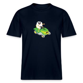 Idée cadeau tondeuse à mouton -  T-shirt unisexe RELAXED FIT en coton bio - marine - Devant - Alina (178cm) & Michal (187cm)