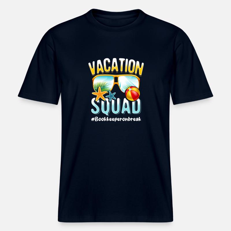 Comptable Vacation Squad #Bookkeeperonbreak -  T-shirt unisexe RELAXED FIT en coton bio - marine