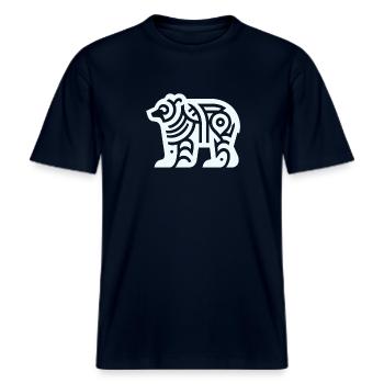Bär Indianer-Tierkreis -  RELAXED FIT Unisex Organic T-Shirt - Navy - Vorne - Alina (178cm) & Michal (187cm)