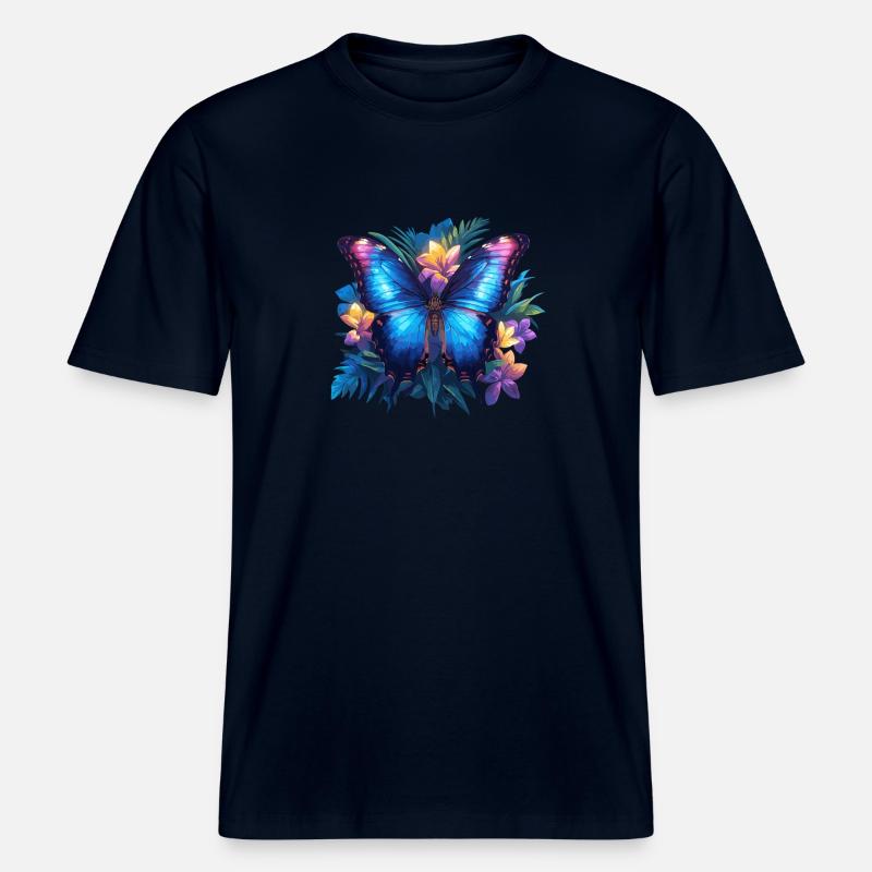 papillon papillons papillon papillon - T-shirt unisexe RELAXED FIT en coton bio - marine