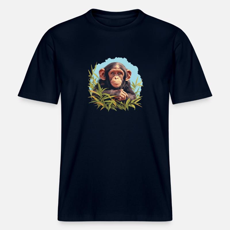 Chimpanzé Schimpansen Schimpanse -  T-shirt unisexe RELAXED FIT en coton bio - marine