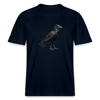 Krähen Krähe -  RELAXED FIT Unisex Organic T-Shirt - Navy - Vorne - Alina (178cm) & Michal (187cm)