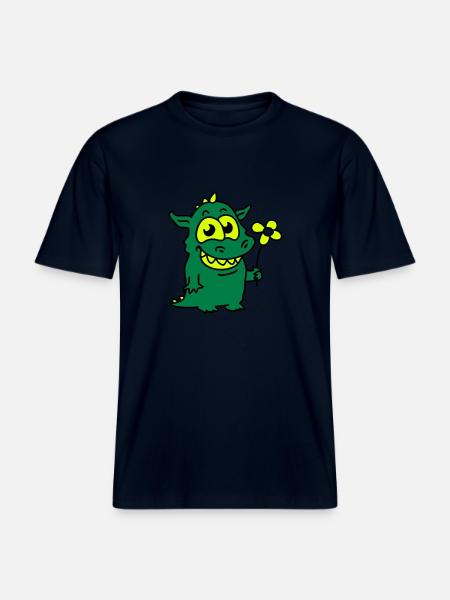 Dragon with Flower - RELAXED FIT Unisex Organic T-Shirt - french navy