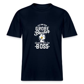 Ich Bin Großer Bruder Boss -  RELAXED FIT Unisex Organic T-Shirt - Navy - Vorne - Alina (178cm) & Michal (187cm)