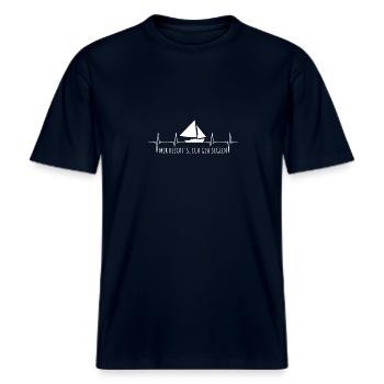 Mir Reichts Ich Geh Segeln Segelboot Herzschlag -  RELAXED FIT Unisex Organic T-Shirt - Navy - Vorne - Alina (178cm) & Michal (187cm)