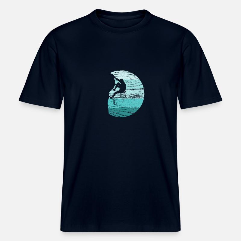 Klettern Kletterer Boulderer Retro -  RELAXED FIT Unisex Organic T-Shirt - Navy