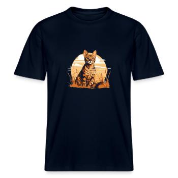 Savannah -  RELAXED FIT Unisex Organic T-Shirt - french navy - Front - Alina (178cm) & Michal (187cm)