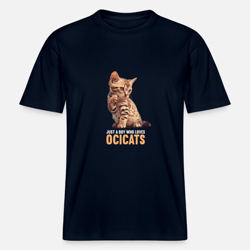 Ocicat Chaton Ocicat Chat - T-shirt unisexe RELAXED FIT en coton bio - marine