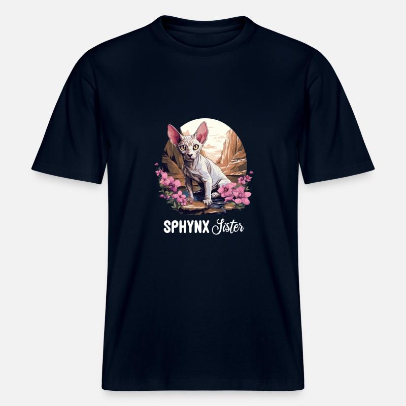 Sphynx Kätzchen Sphynx Katze -  RELAXED FIT Unisex Organic T-Shirt - Navy