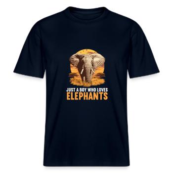 Elefanten Elefant -  RELAXED FIT Unisex Organic T-Shirt - Navy - Vorne - Alina (178cm) & Michal (187cm)