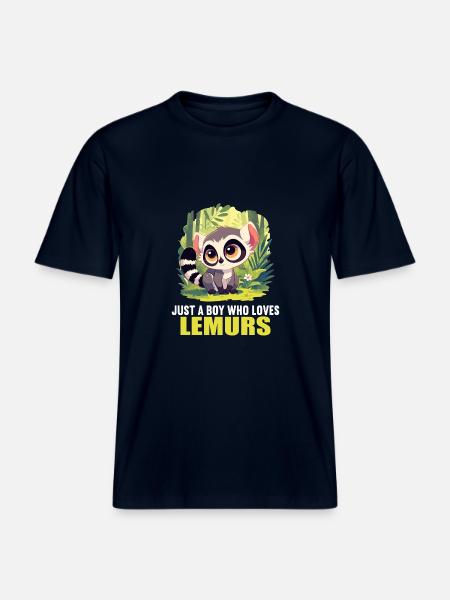 Lemuren Lemurs Lemur -  Økologisk unisex T-shirt RELAXED FIT - navy