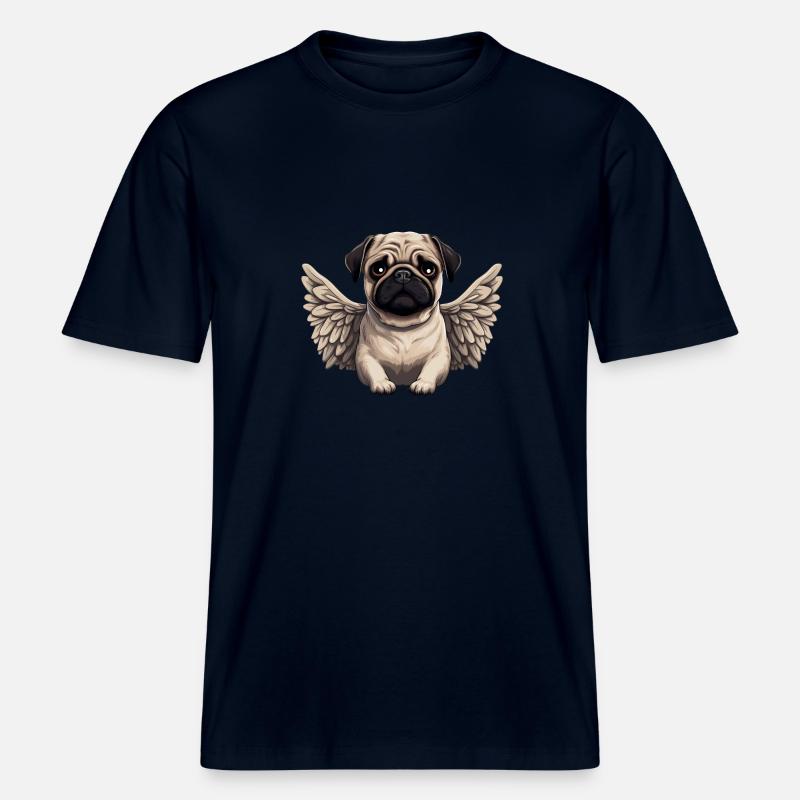 Süßer Mops-Engel im Comic-Stil -  RELAXED FIT Unisex Organic T-Shirt - Navy
