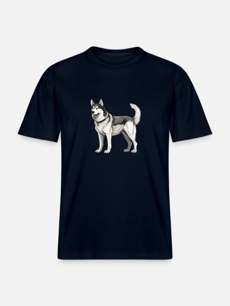 Husky Dog - RELAXED FIT Unisex Organic T-Shirt - french navy
