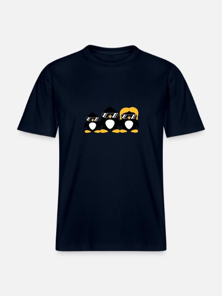Cool Penguin Family -  RELAXED FIT Unisex Organic T-Shirt - french navy