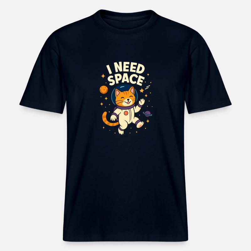 Mignon chat astronaute de l’espace -  T-shirt unisexe RELAXED FIT en coton bio - marine