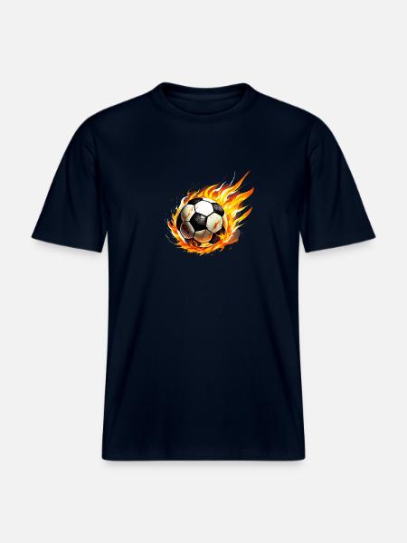 Fußball in Flammen -  RELAXED FIT Unisex Organic T-Shirt - Navy