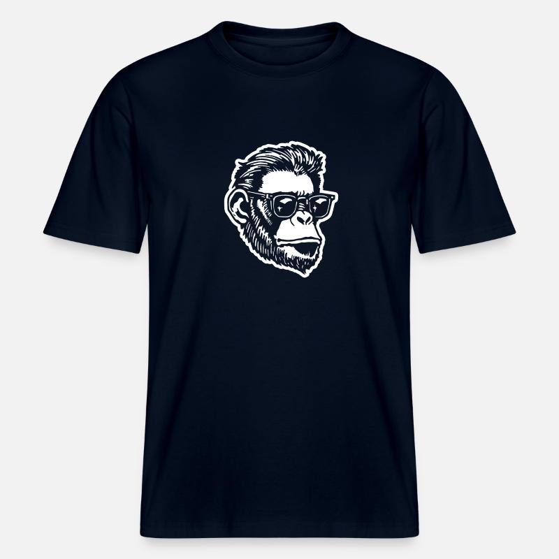 Singe Singe Visage de Singe -  T-shirt unisexe RELAXED FIT en coton bio - marine