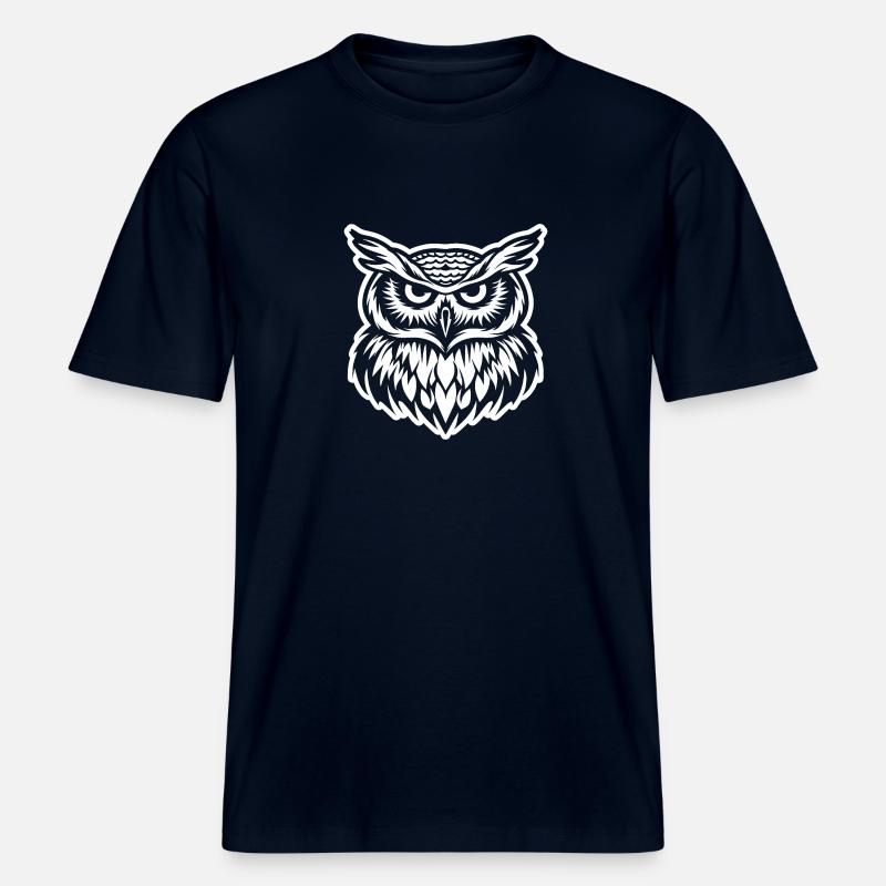 Eule Eulen Vogel -  RELAXED FIT Unisex Organic T-Shirt - Navy