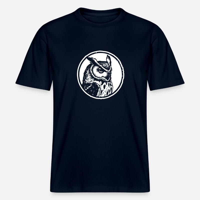 Eule Eulen Vogel -  RELAXED FIT Unisex Organic T-Shirt - Navy