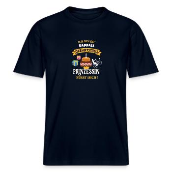 Radball Geburtstag Spielerin Fahrradball Radballer -  RELAXED FIT Unisex Organic T-Shirt - Navy - Vorne - Alina (178cm) & Michal (187cm)