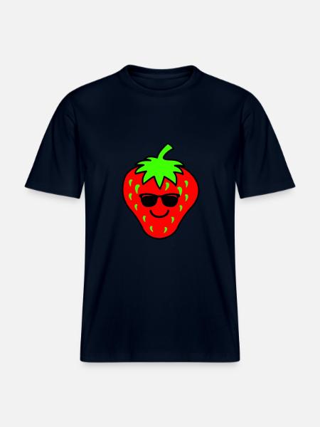 Strawberry Cool - RELAXED FIT Unisex Organic T-Shirt - french navy