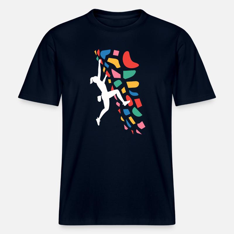 Boulder-Kletterer Bunte Griffe -  RELAXED FIT Unisex Organic T-Shirt - Navy