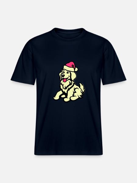 Dog Comic Animal Christmas -  RELAXED FIT Unisex Organic T-Shirt - french navy