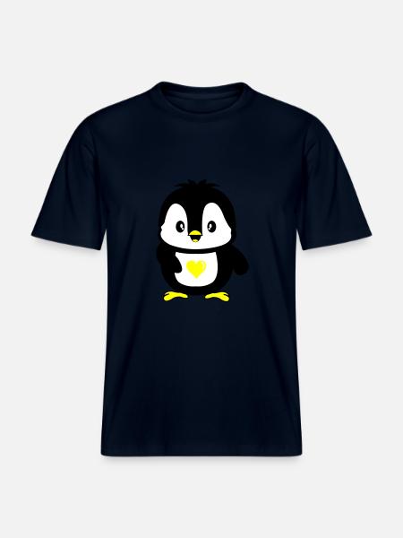 Pingouin mignon - T-shirt unisexe RELAXED FIT en coton bio - marine