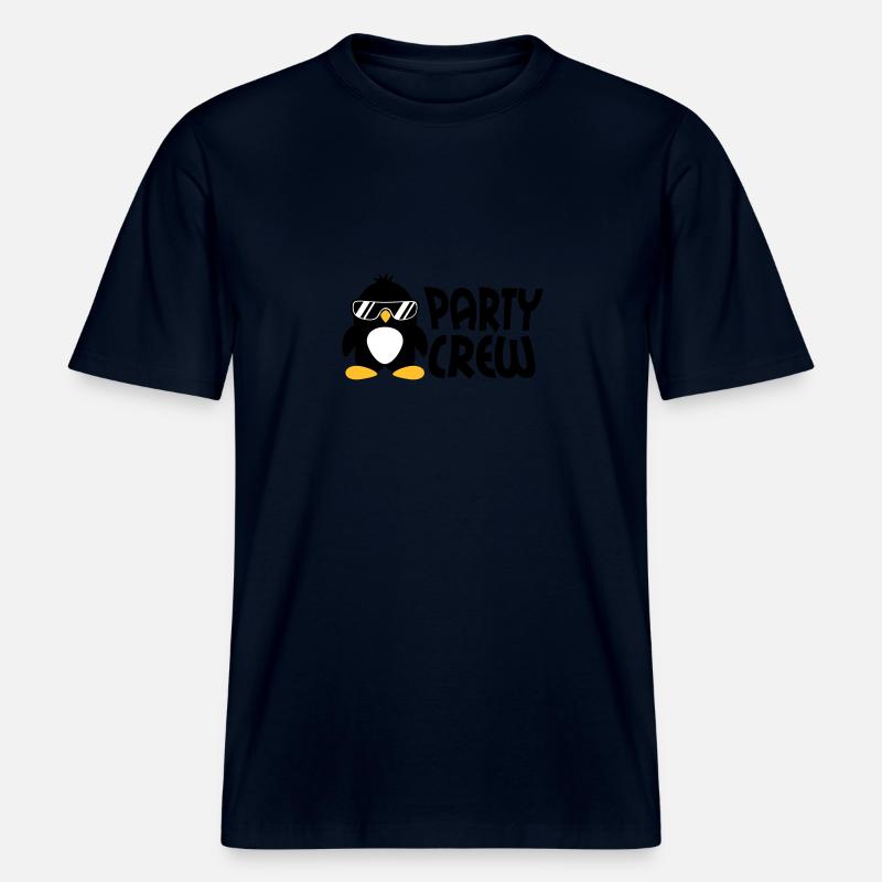 Party Crew Penguin - RELAXED FIT Unisex Organic T-Shirt - Navy