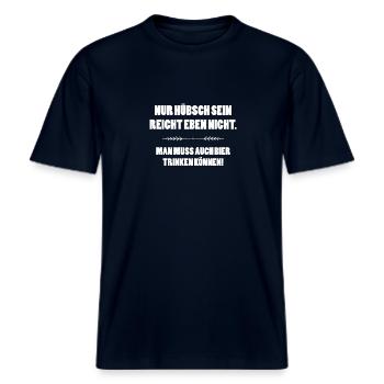 Nur Hübsch sein reicht nicht.. -  RELAXED FIT Unisex Organic T-Shirt - Navy - Vorne - Alina (178cm) & Michal (187cm)